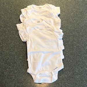 4-Gerber Classic White Baby Bodysuits